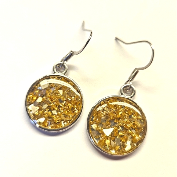 Gold and Silver Glitter Earrings - Picture 2 of 3